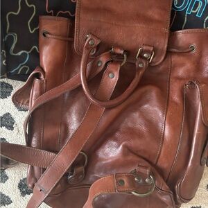 Brown Italian Leather custom made  Backpack